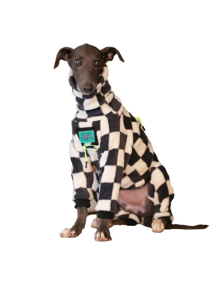 Одежда для домашних животных модная черно-белая клетчатая зимняя теплая одежда