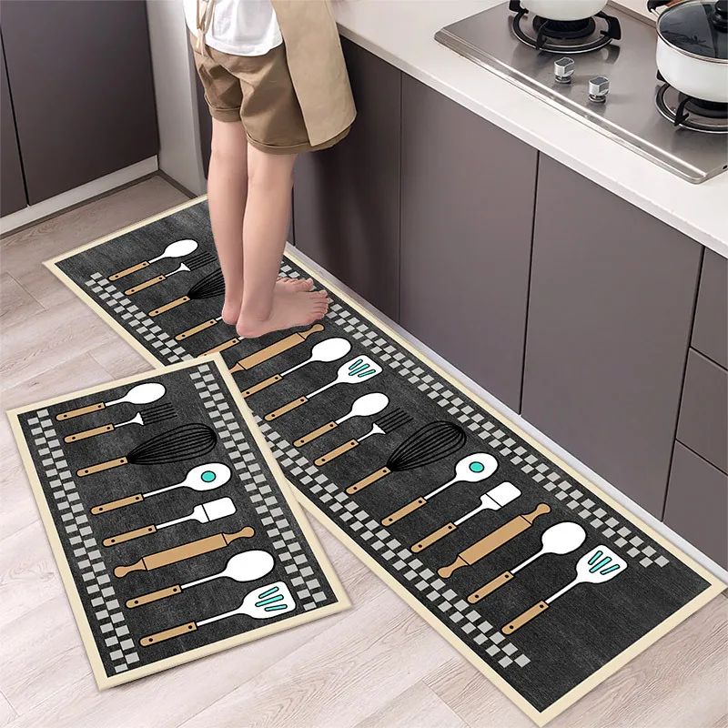 

Long Rug Nordic Modern Kitchen Bath Door Floor Foot Mat Non-slip Carpet Entrance Living Room Home Water Oil Proof Polyester Cute