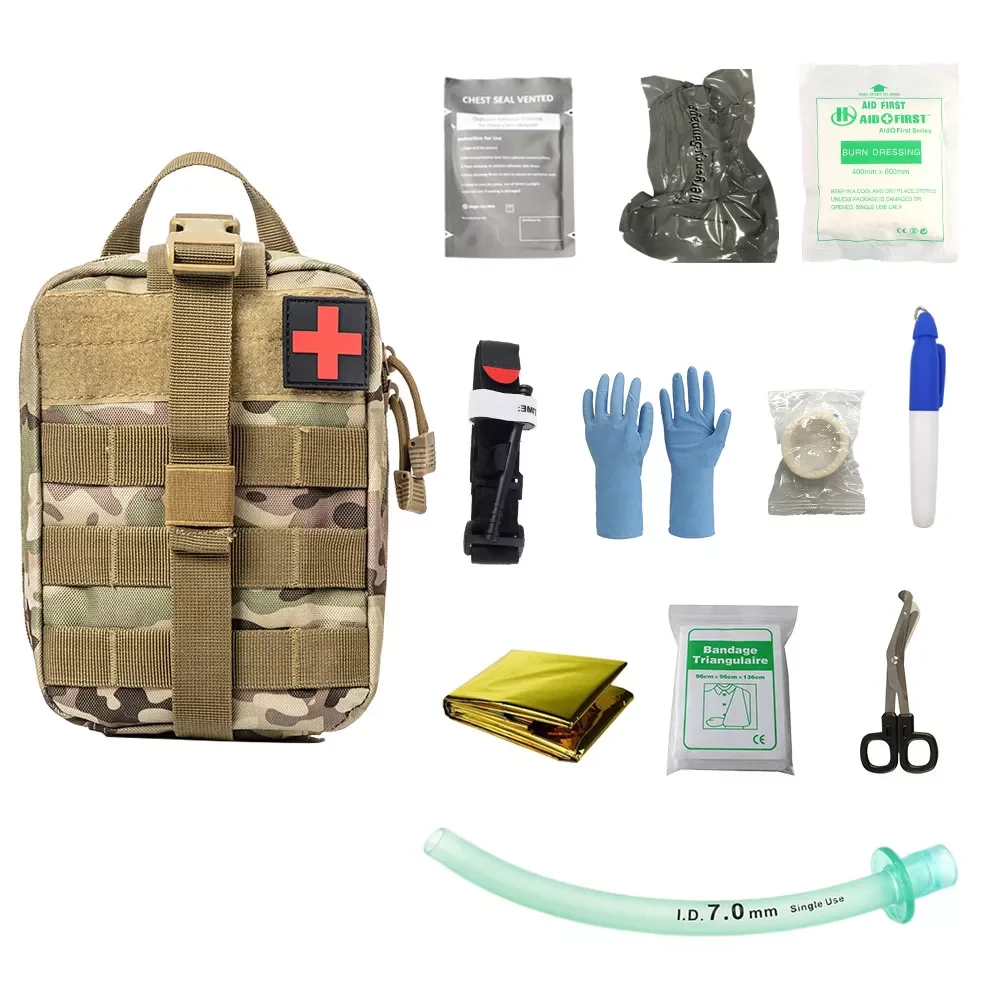 

Tactical Bag 12pcs Emergency Trauma Kit Tourniquet Military Combat Tactical IFAK for First Aid Response medical kit