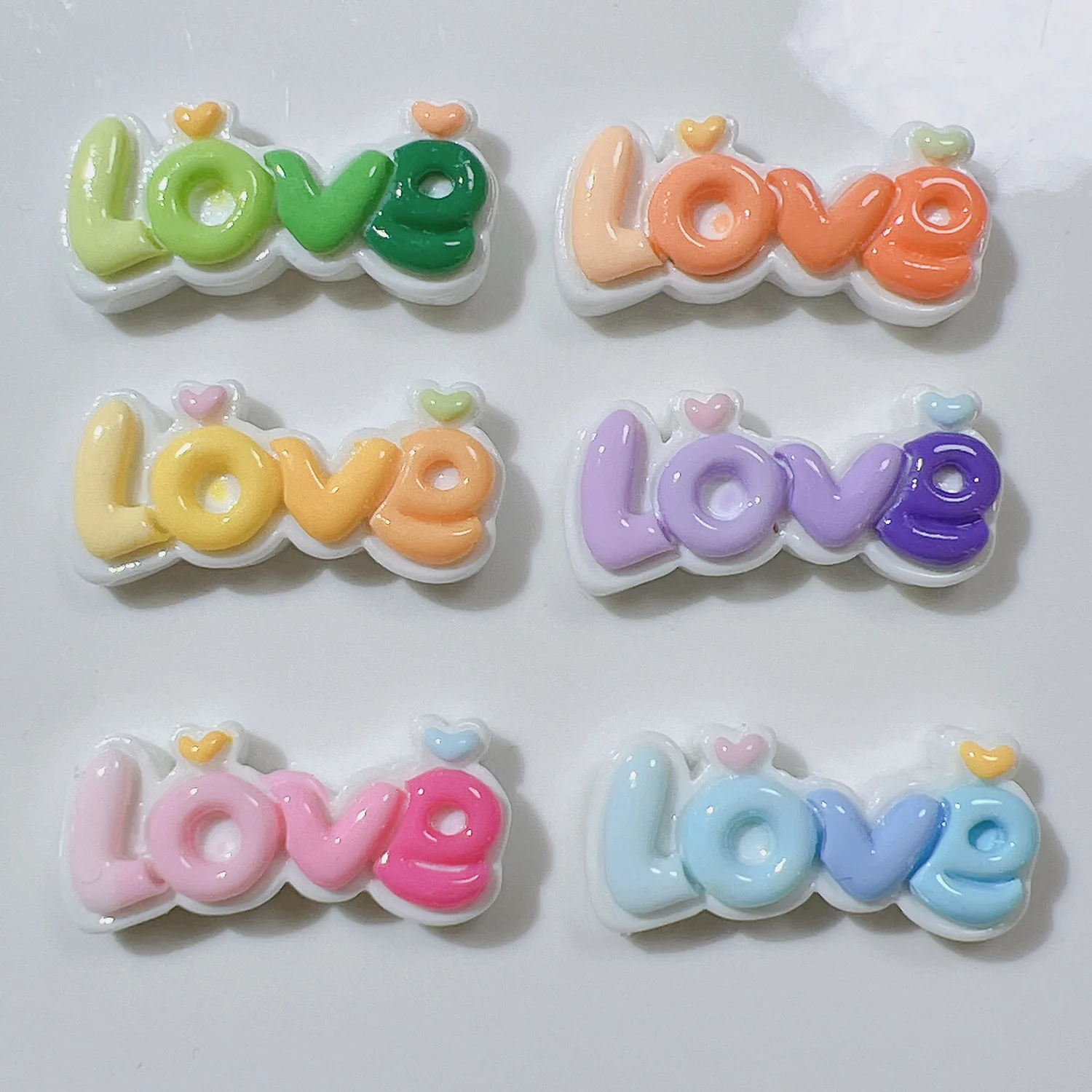 Фото 10 шт., украшения из смолы LOVE с плоской спинкой, альбом для вырезок Kawai, декоративные аксессуары «сделай сам»- №1