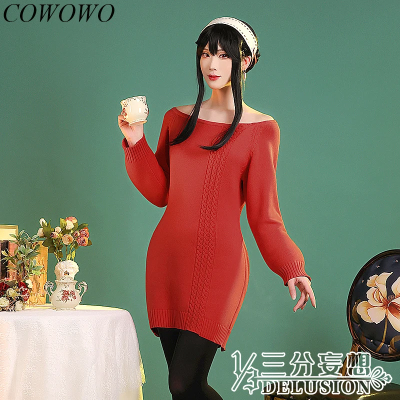 

COWOWO Аниме! SPY×FAMILY Yor костюм для игры, повседневная одежда, Униформа, костюм для косплея, костюм для Хэллоуина, одежда для вечеринки, повседнев...