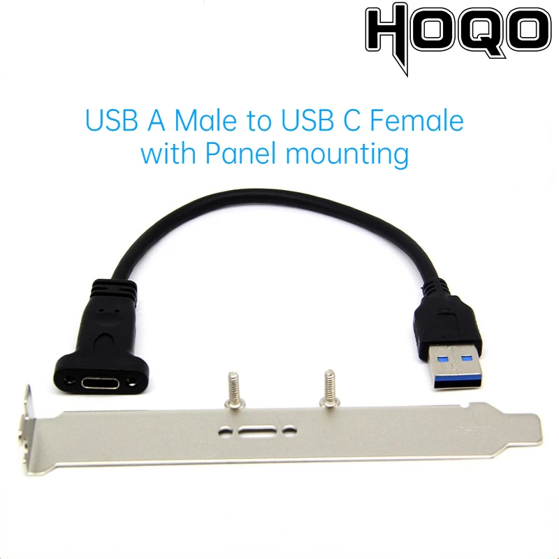 

Переходник USB A папа-USB C мама с панельным креплением, адаптер материнской платы USB3.0 Расширенный Тестовый Кабель Type-c с перегородкой и кабелем для передачи данных