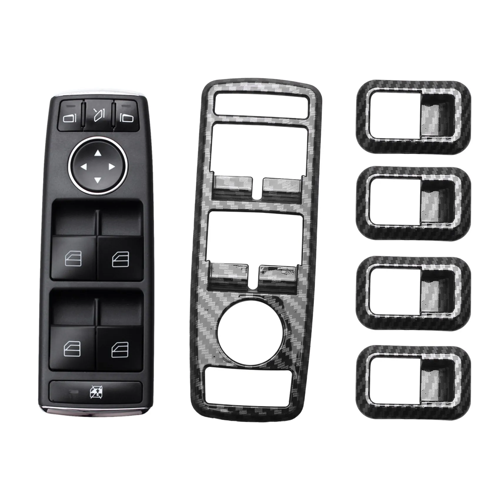 

5Pcs Car Window Switch Button Trim Cover Frame & 1 Pcs Window Switch Block Electric Power Window Master Switch