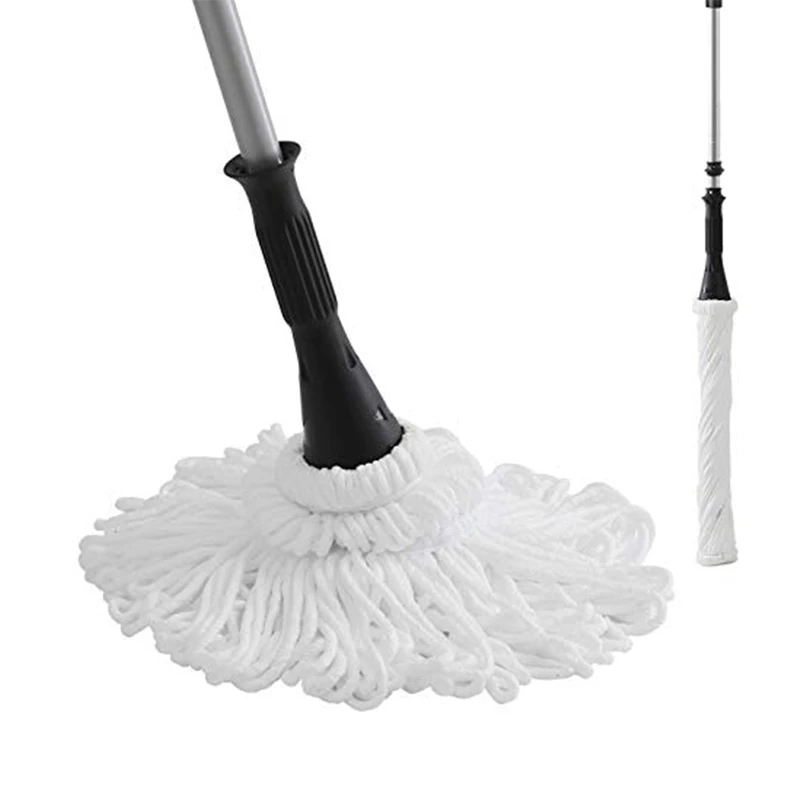 

Microfiber Twist Mop Silver 57.5 Inches Dust Mops Washing Mop Hand Release Floor Cleaning with 1 Removable Washable Head