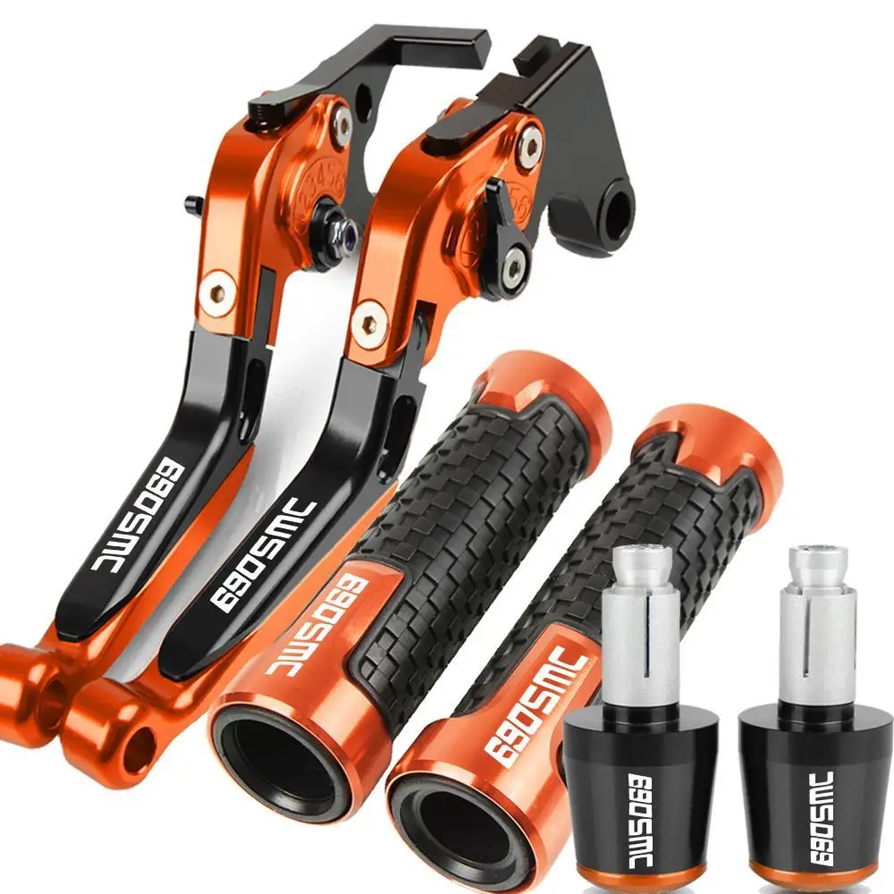 

Motorcycle CNC Accessories Adjustable Brake Clutch Lever Handlebar Handle Grips Ends For 690SMC 690 SMC 2014 2015 2016 2017