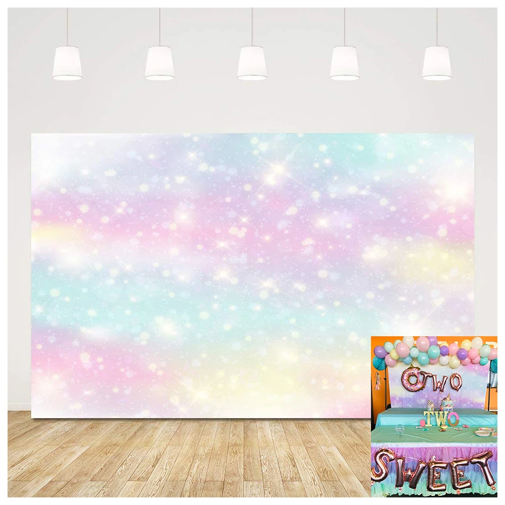

Rainbow Glitter Backdrop for Photography 1st Birthday Banner Photo Booth Background Baby Shower Newborn Cake Table Decoration