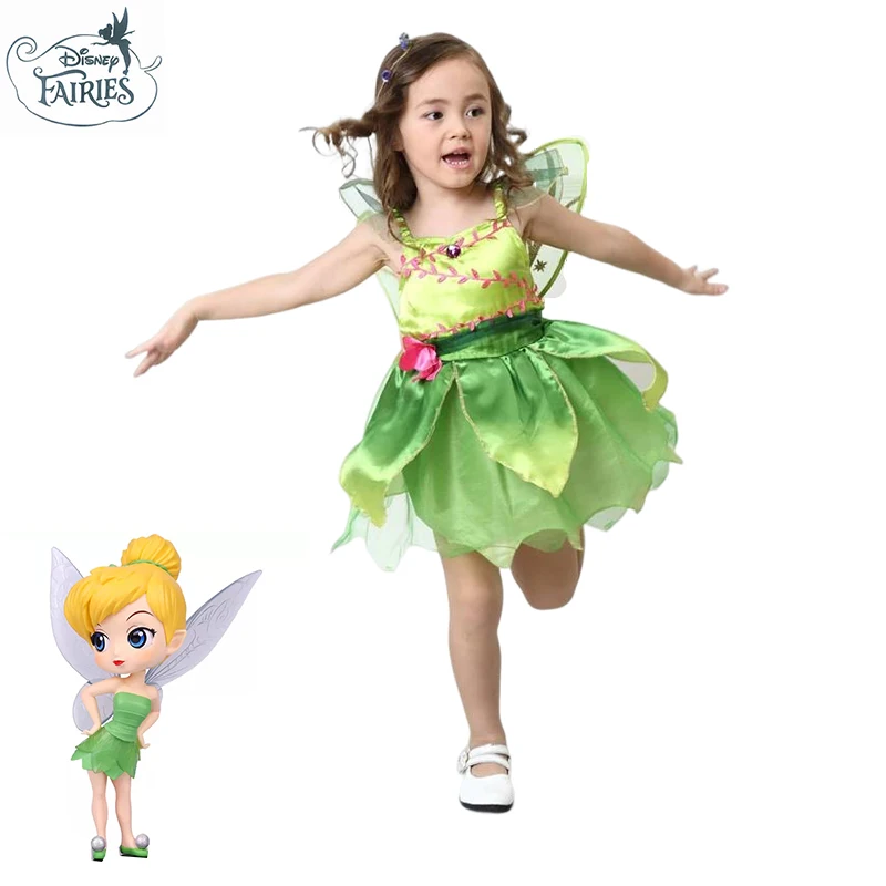 

Disney Tinker Bell Fairy Costume for Girls 2023 Princess Kids Cosplay TinkerBell With Wings Fancy Birthday Party Green Dresses