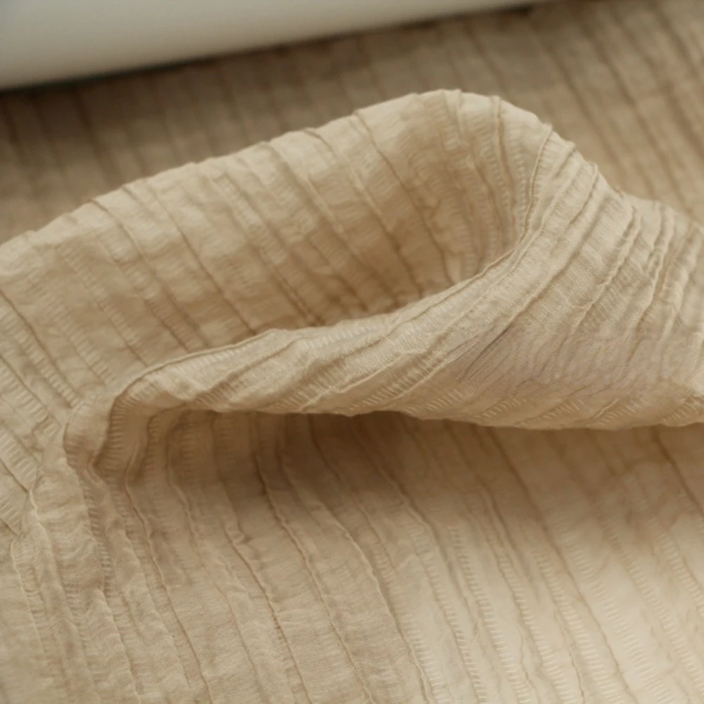 

Тонкая полупрозрасветильник плиссированная ткань хаки в Вертикальную Полоску