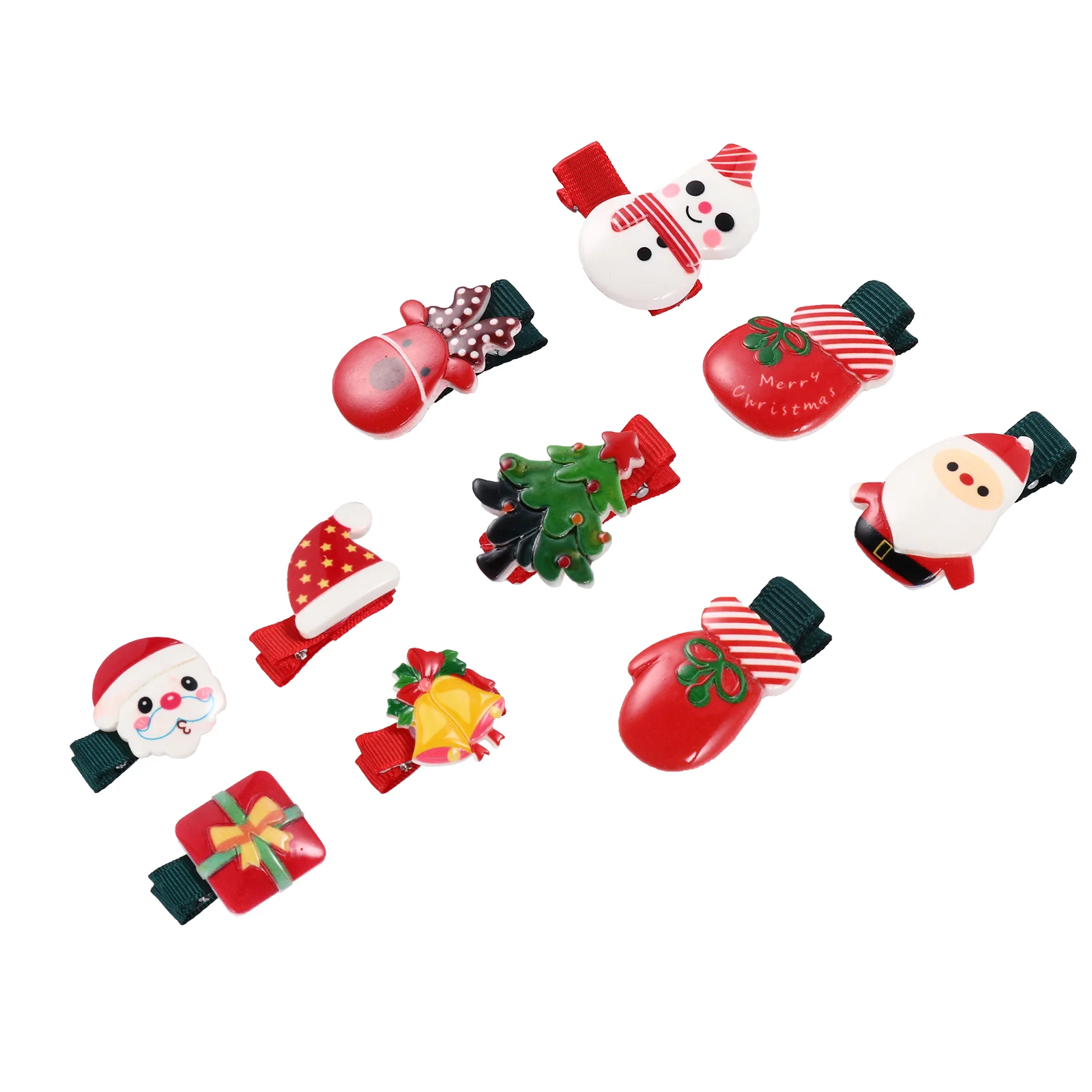 

10pcs Christmas Characters Hair Clips Kawaii Party Hair Accessories Hair Decor