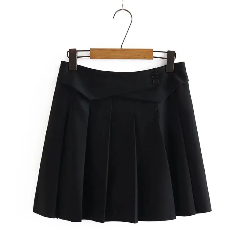 

Женская короткая юбка в стиле «Лолита», черная плиссированная мини-юбка в стиле Харадзюку большого размера с шортами под низом, высокого ка...