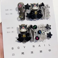kawaii diy kuromi cartoon press on nails y2k handmade anime toy false tips fake stickers hot girl accessories sparkling