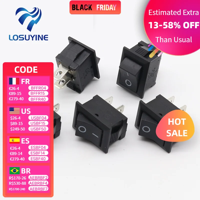 

LOSUYINE черные мини-переключатели KCD1 5 шт.