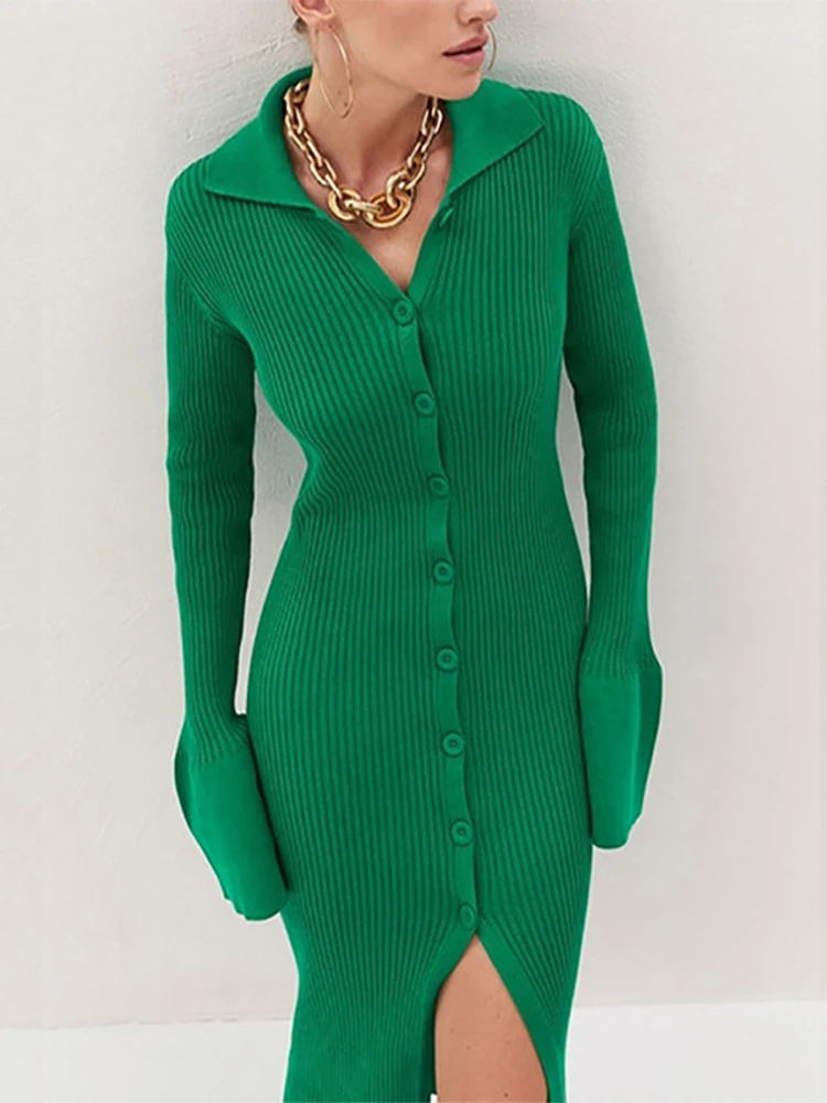 Сексуальное трикотажное женское платье миди с V-образным вырезом облегающее