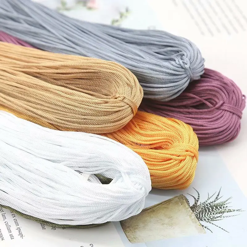 

50g 1mm Hollow Line Macrame DIY Nylon Cord Thread Crochet Yarn Hand-Woven Cool Hat Bracelet Big Twist Tubular Yarn