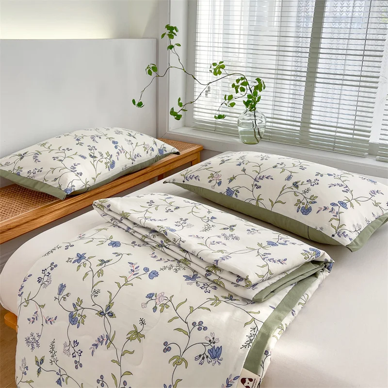 

1 Pc Class A Washed Cotton Linen Double-layer Yarn Fabric,Soybean Summer Cool Quilt Air-conditioning Quilt Quilt Core,Soft