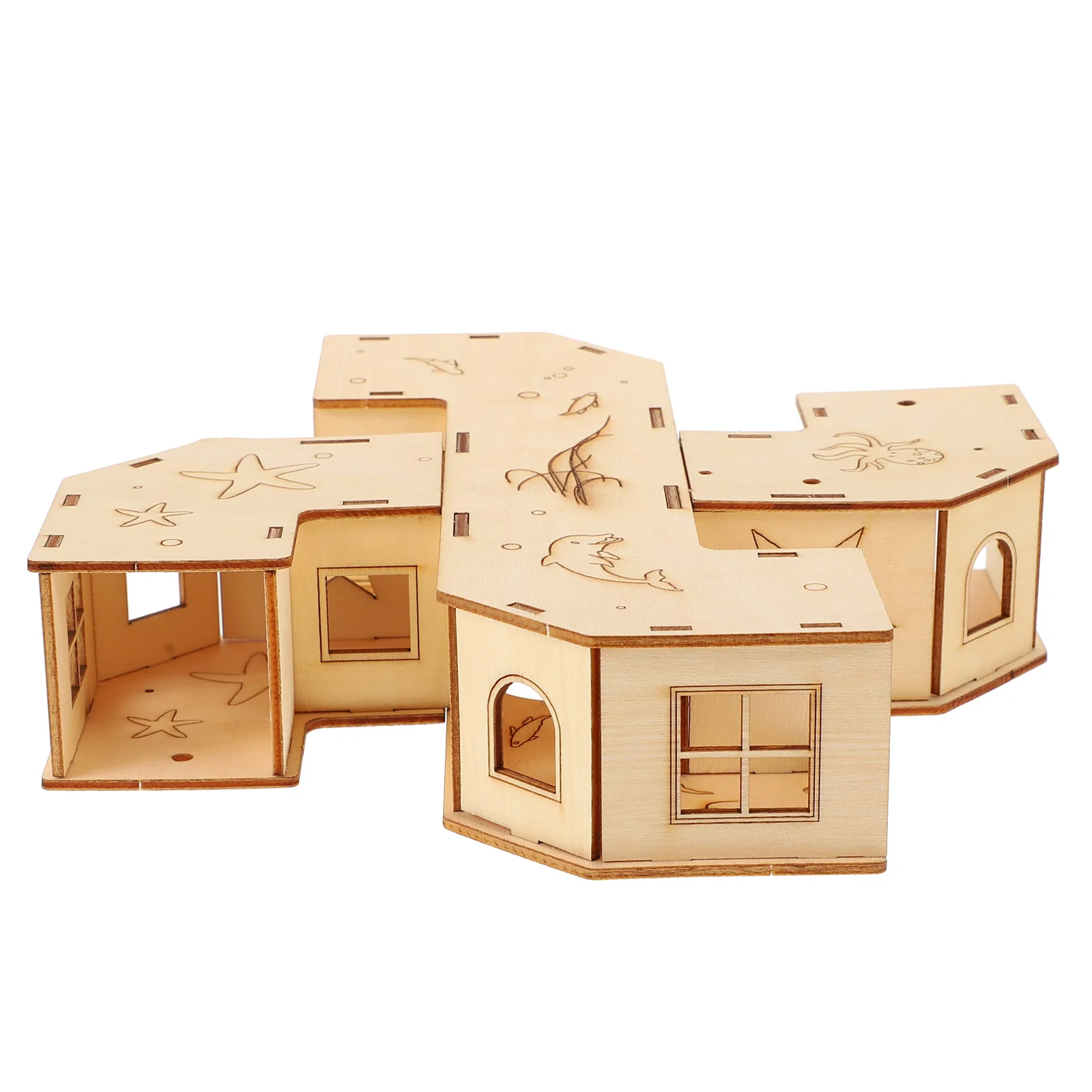 

Hamster Maze Toy Tunnel House Pet Labyrinth Hideout Animal Wooden Tunnels Tubes Wood Castle Animals Plaything Chinchilla Chew