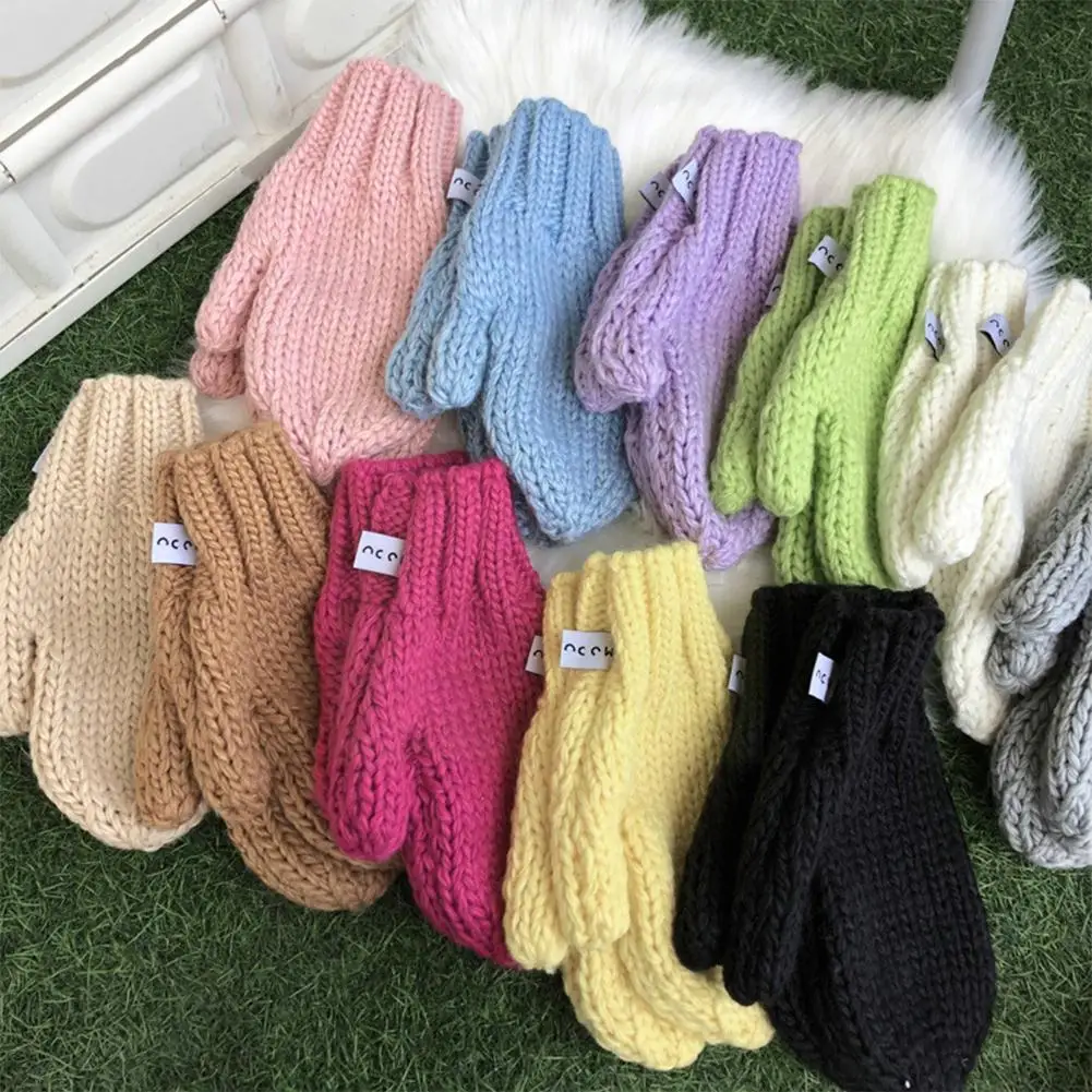 

New Knitted Gloves Female Winter Korea Style Of Color Girls Gloves Women Mittens All Fingers Winter E1t3