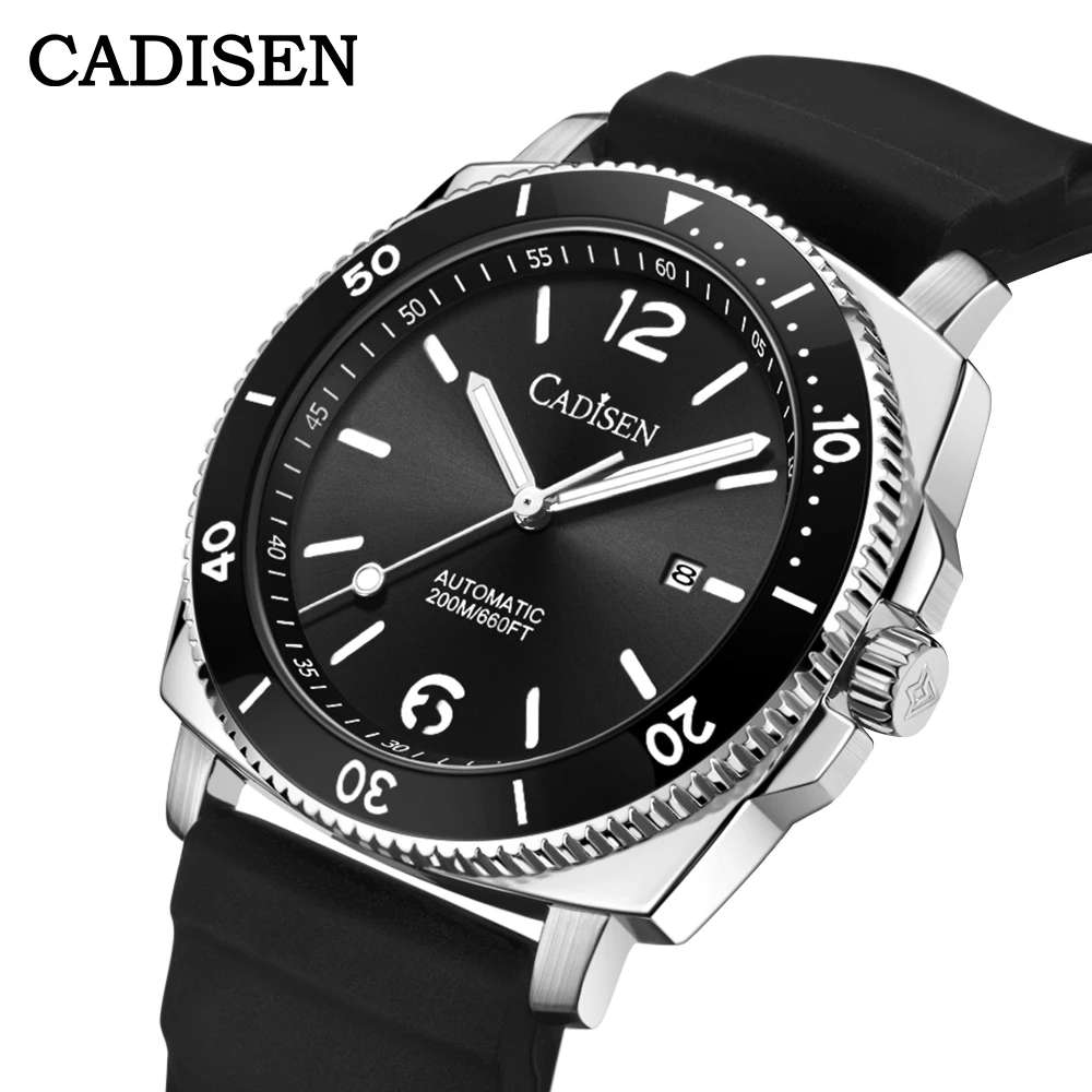 

CADISEN MIYOTA-8215 Automatic Watches DIVER 200M Waterproof Sapphire Crystal Rubber Strap Luminous Mechanical Watches Man C8199