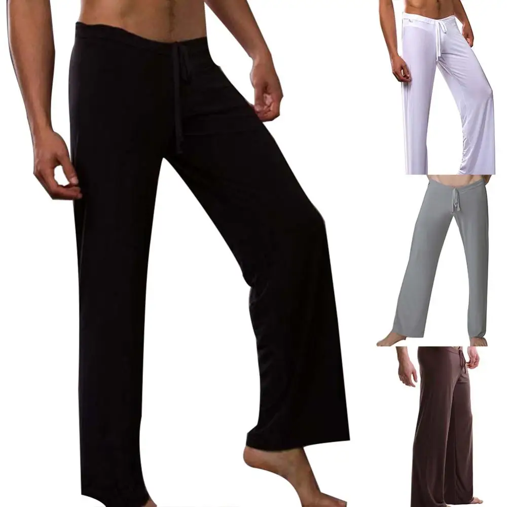 

Long Yoga Pants Men Full Length Loose Jogging Pants Casual Men Solid Color Drawstring Homewear Yoga Pants Loose Pajama Trousers