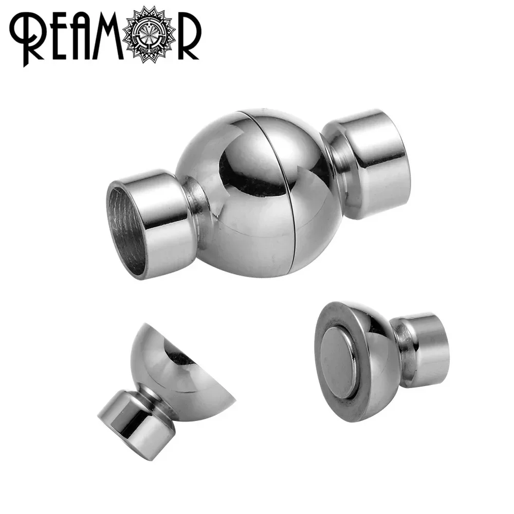 REAMOR нержавеющая сталь 316l, 6 мм, круглый шар, магнитная застежка, кожаный браслет «сделай сам», ожерелье, пряжка, изготовление ювелирных изделий, оптовая продажа