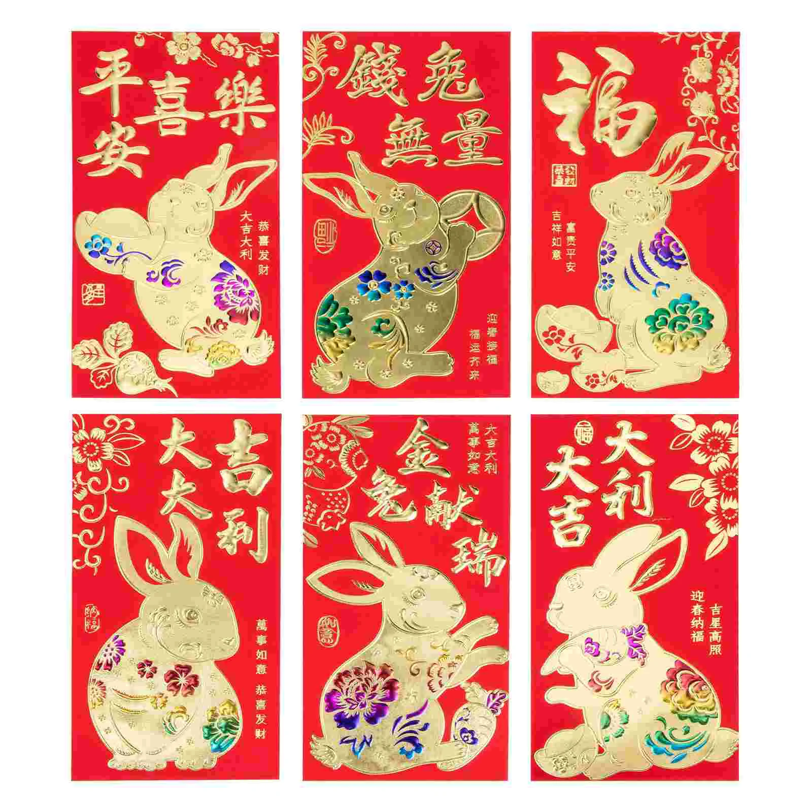 Red Envelopes Year Envelope Chinese New Money Rabbit Packet Festival Spring Cash Pocket Hong Bao Packets Lunar Lucky Wedding The