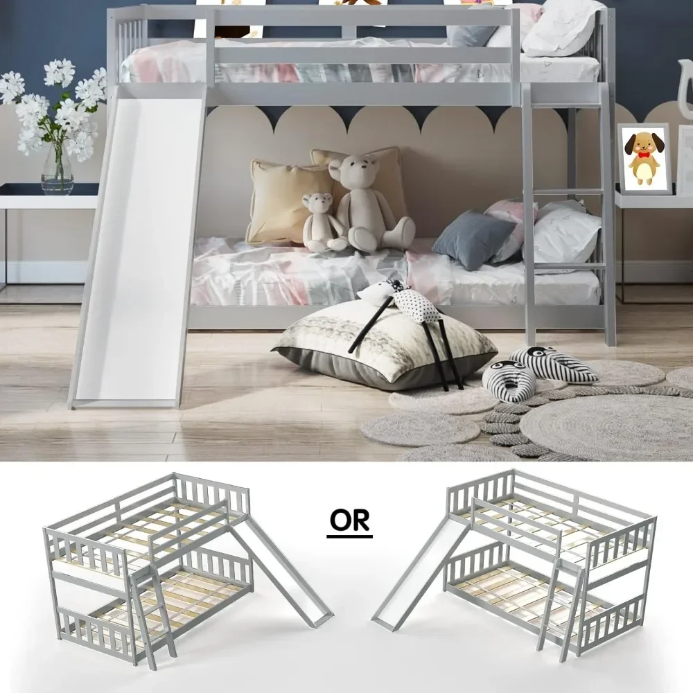 Lit double superposé avec glissière frame de lit en деревянный массив с надписью