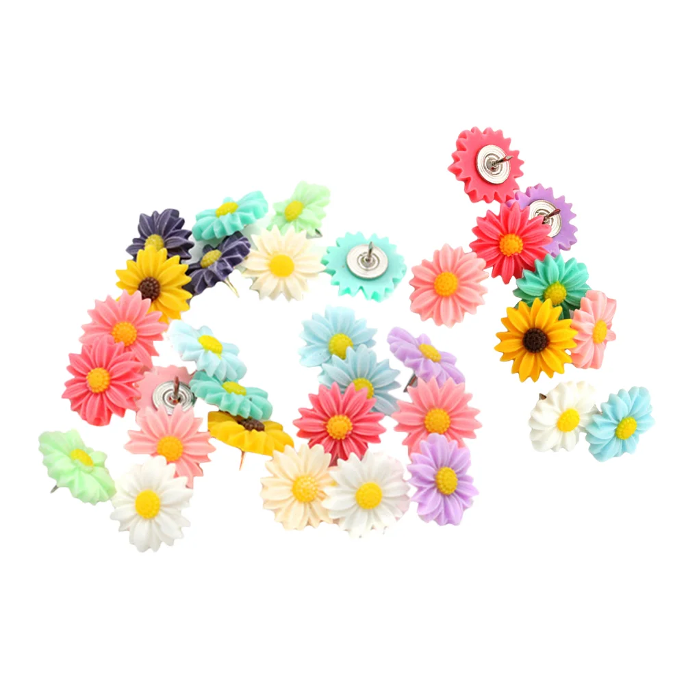 

30Pcs Tacks Photo Wall Pushpins Message Board Multi- Function Flower Pushpins Household Push Pin Metal Poster