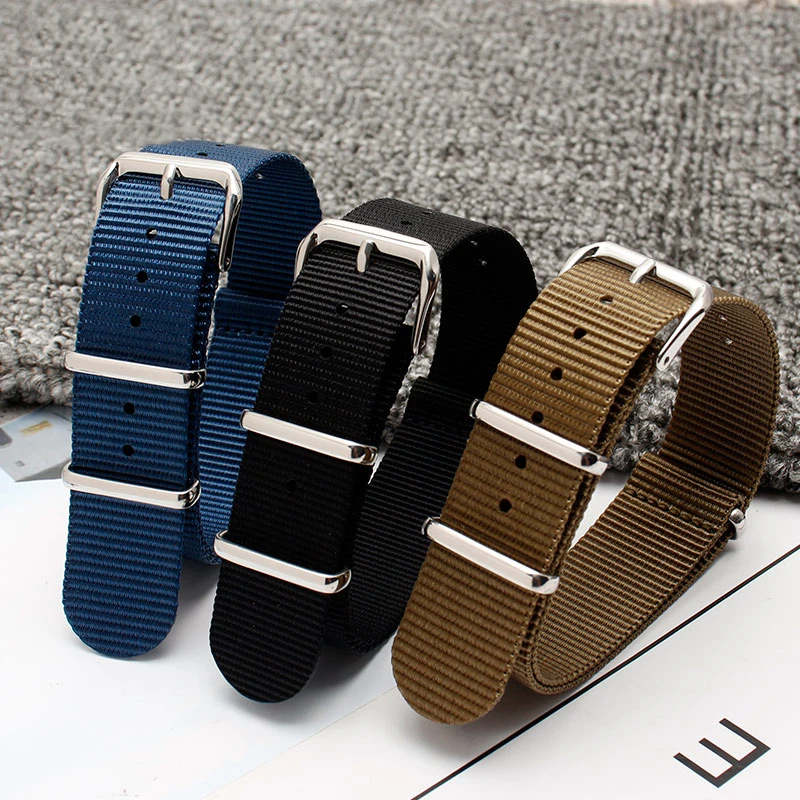 Ремешок резиновый для мужских часов нейлоновый военный Плетеный баллистический