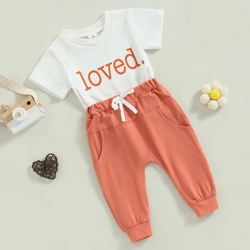 

Костюм из футболки с коротким рукавом и длинных брюк для девочек 0-3 лет