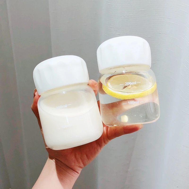 6oz Mini Glass Water Bottle 200ml Portable Drinkware with Li