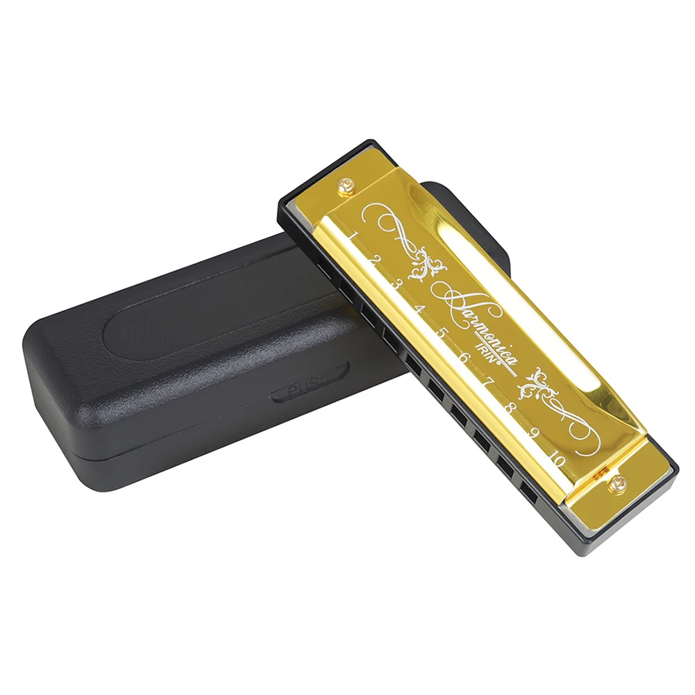 

IRIN 10 Holes Key Of C Blues Harmonica Mouth Organ Beginners Harp Stainless Steel Cover Plates Early Education Baby Musical Gift