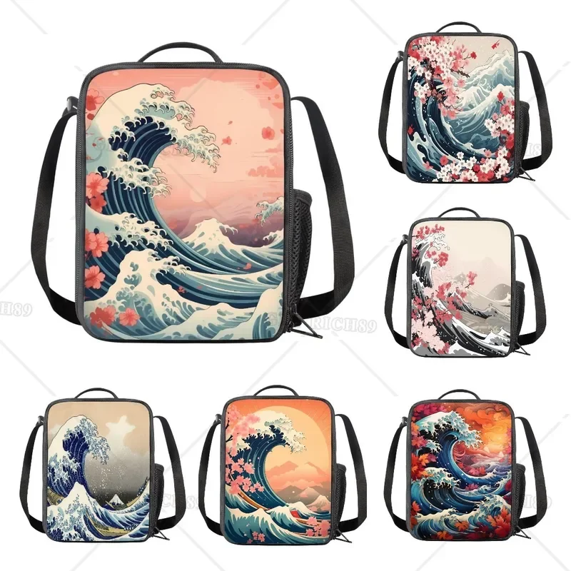 The Great Wave Off Kanagawa вишневый цвет Сакура печатная изолированная сумка для ланча с
