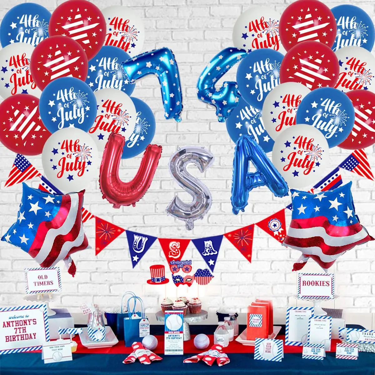 

Independence Day Balloon Set Latex Balloon American Independence Day Celebration Party Decoration USA Aluminum Film Balloon