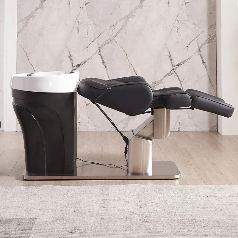 Electric adjustable lift salon Barber hair wash chair shampoo bowl sink bed
