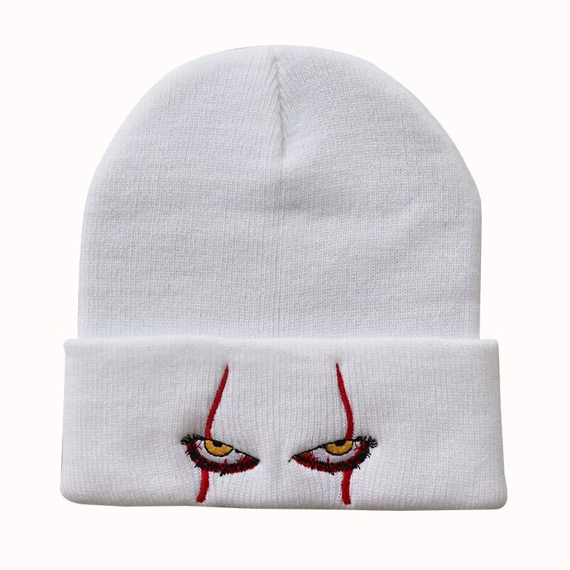 

Embroidered Woolen Beanies Hat Scary Clown Eyes Knitted Hat Warm Hedging Hip-hop Hat Woolen Halloween Hat Beanies Streetwear
