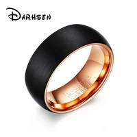 darhsen 8mm fashion black tungsten steel male men rings jewelry punk design high quality us size 7 8 9 10 11