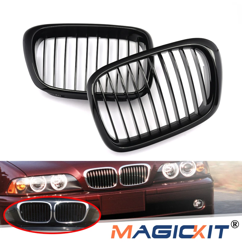 

Front Center Glossy Black Wide Kidney Hood ABS Grille Grill for BMW 5-Series E39 525 528 530 535 M5 1997 2003
