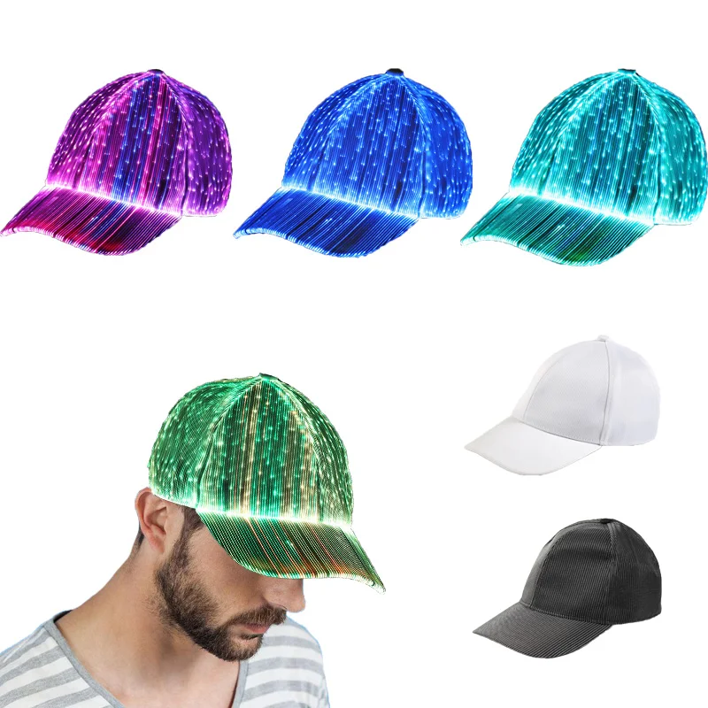Светодиодная цветная оптоволоконная шляпа для вечеринки водонепроницаемый