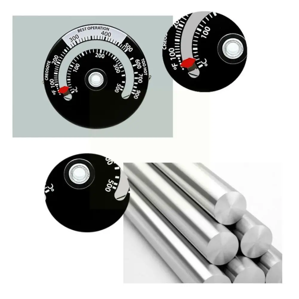 

1 Pcs Fireplace Thermometer Wood Log Burning Stove Pipe Heater High Flue Aluminum Quality Fire Alloy T8d5