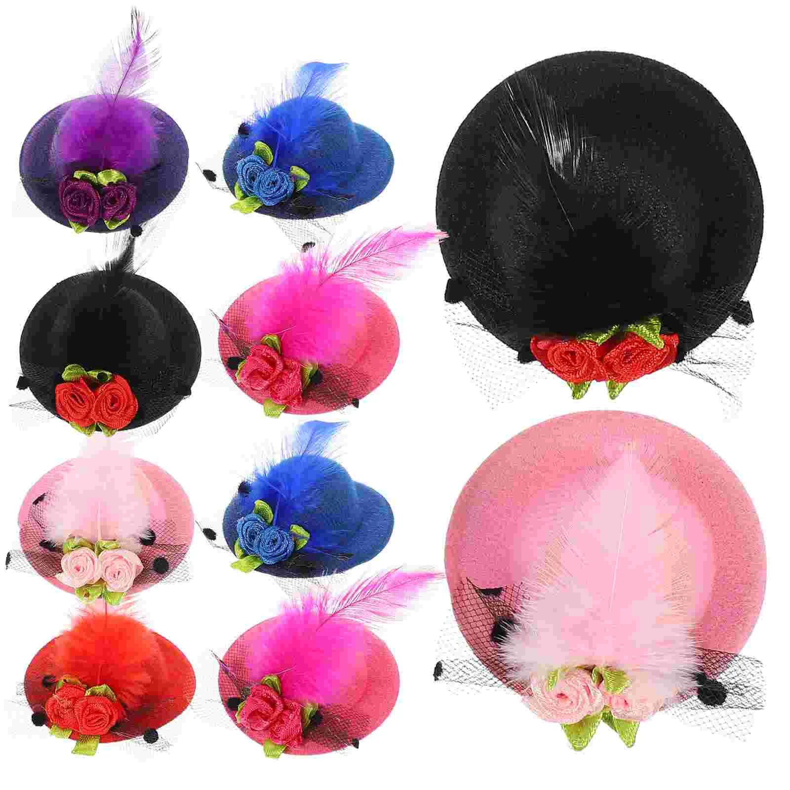 

Bride Hair Clip Mini Hat Hair Clip Tiny Fascinator Faux Mesh Bow Barrette Hairpin 12Pcs Girls Birthday Tea Party Costume