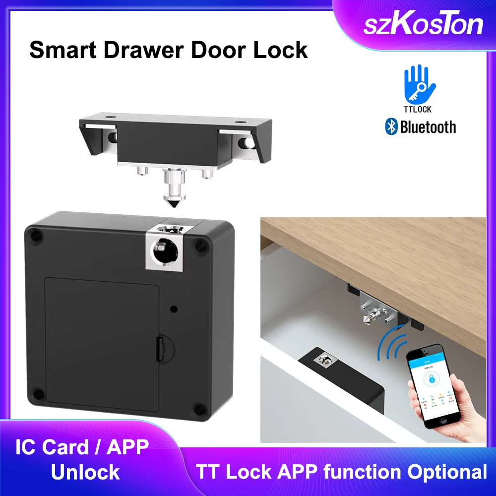 

Smart Drawer Hidden Door Lock with ttlock APP RFID Unlock Electronic Lock DIY Wooden Cabinet Locks Battery Powered Security