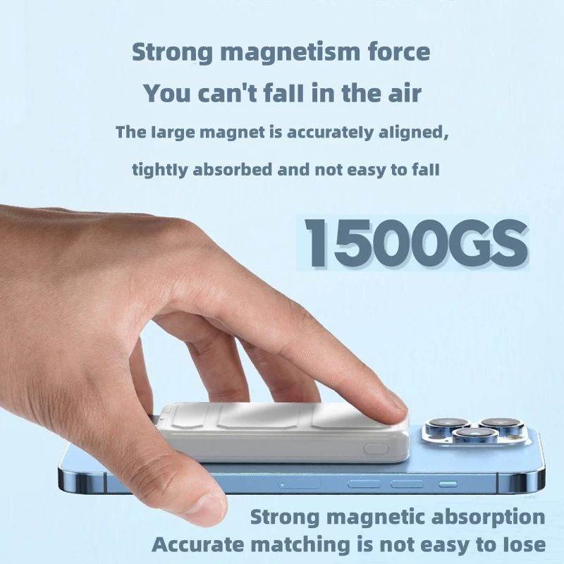 10000 mAh Мобильный источник питания Macsafe Магнитный беспроводной мобильный для iPhone 16