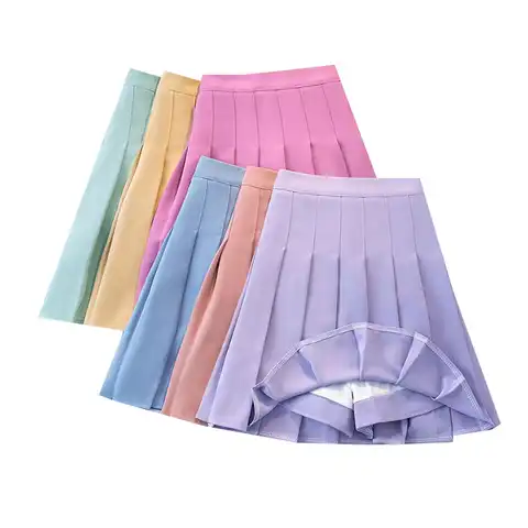 Fashion Women's Skirt Black High Waist Student Plaid Pleated Skirts Kawaii A-Line Woman Safety Pants Mini Skirt Summer Skirts