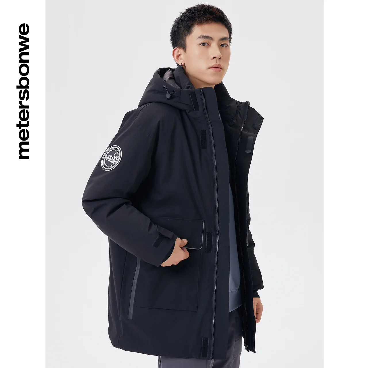 Metersbonwe Long Down Jacket Men Winter Warm 80% Gray Duck Down Hooded Men Anti-snow Winter Down Coat Brand Outerwear Warm Coat