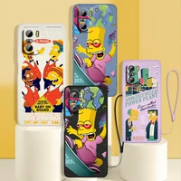 disney the simpsons bart phone case for redmi k50 k40 gaming k30 k30s 10 10c 10x 9a 9 9t 9c 9at 8 8a 5g liquid rope cover