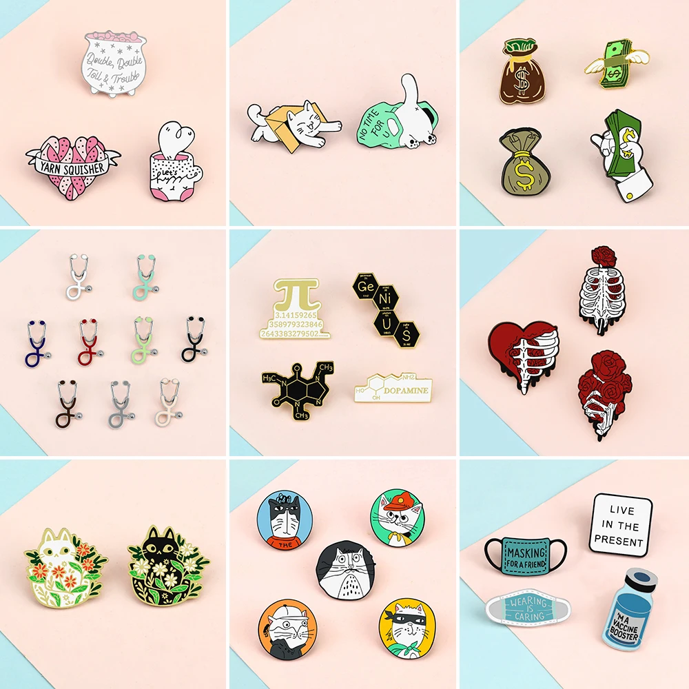 2 - 9pcs / Набор медицинских стетоскопов эмалированные булавки по заказу забавный