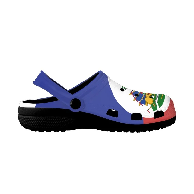 Twoheartsgirl Haitian Flag Summer Slippers for Adults Breathable Garden Shoes Sandals Zapatos Summer Lightweight Hiking Slides