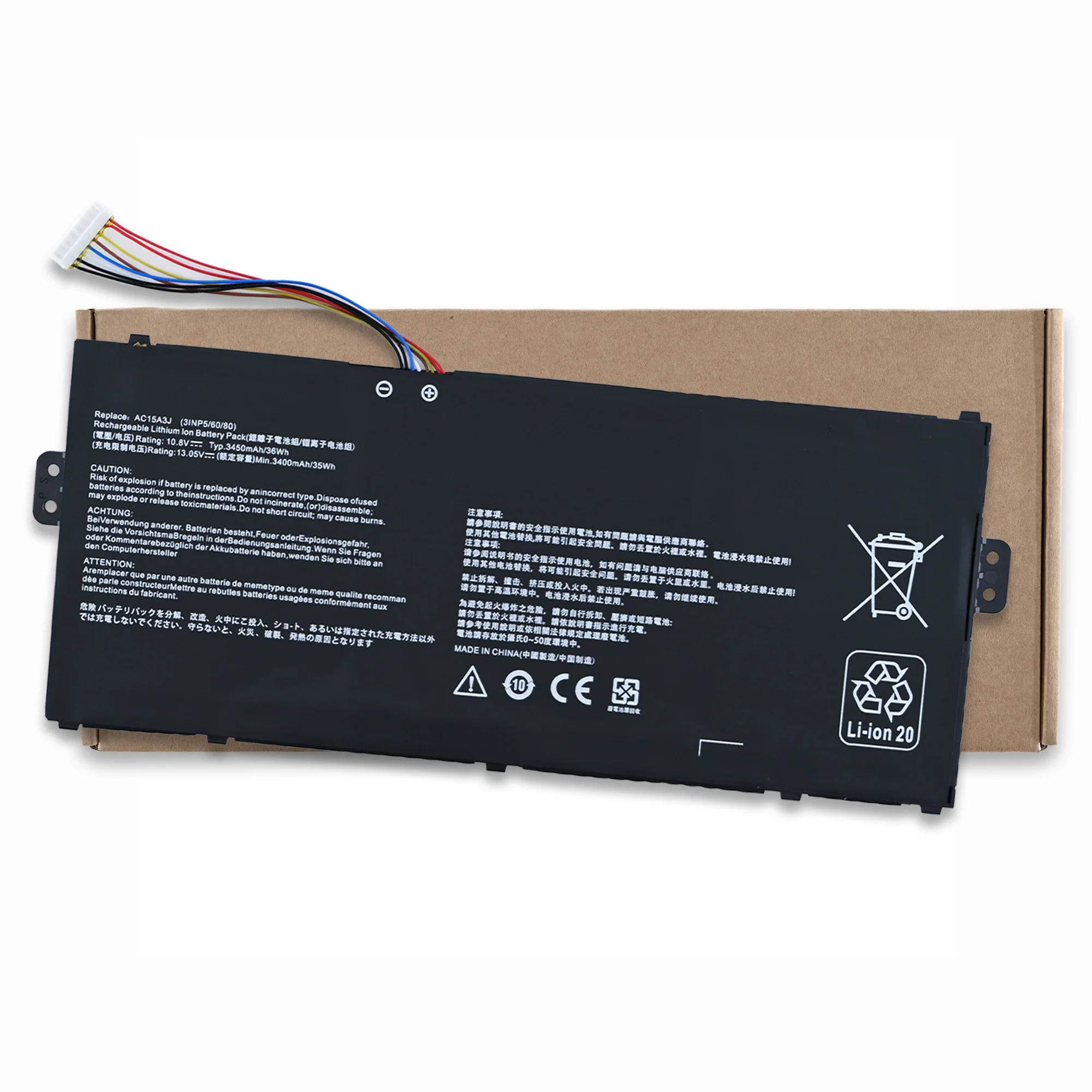 Фото Оригинальный аккумулятор для ноутбука LOLG AC15A3J 10.8V 36Wh 3490mAh AC15A8J для Acer Chromebook11 CB3-131 CB311-8H CB311-9H CB3-132 №2