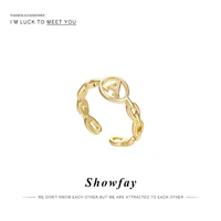 showfay initial name alphabet ring adjustable opening gold color stainless steel a z letter rings female party jewelry gift