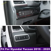 car carbon fiber style headlight switch frame cover trim control panel for hyundai tucson 2016 2020 matte interior accessories